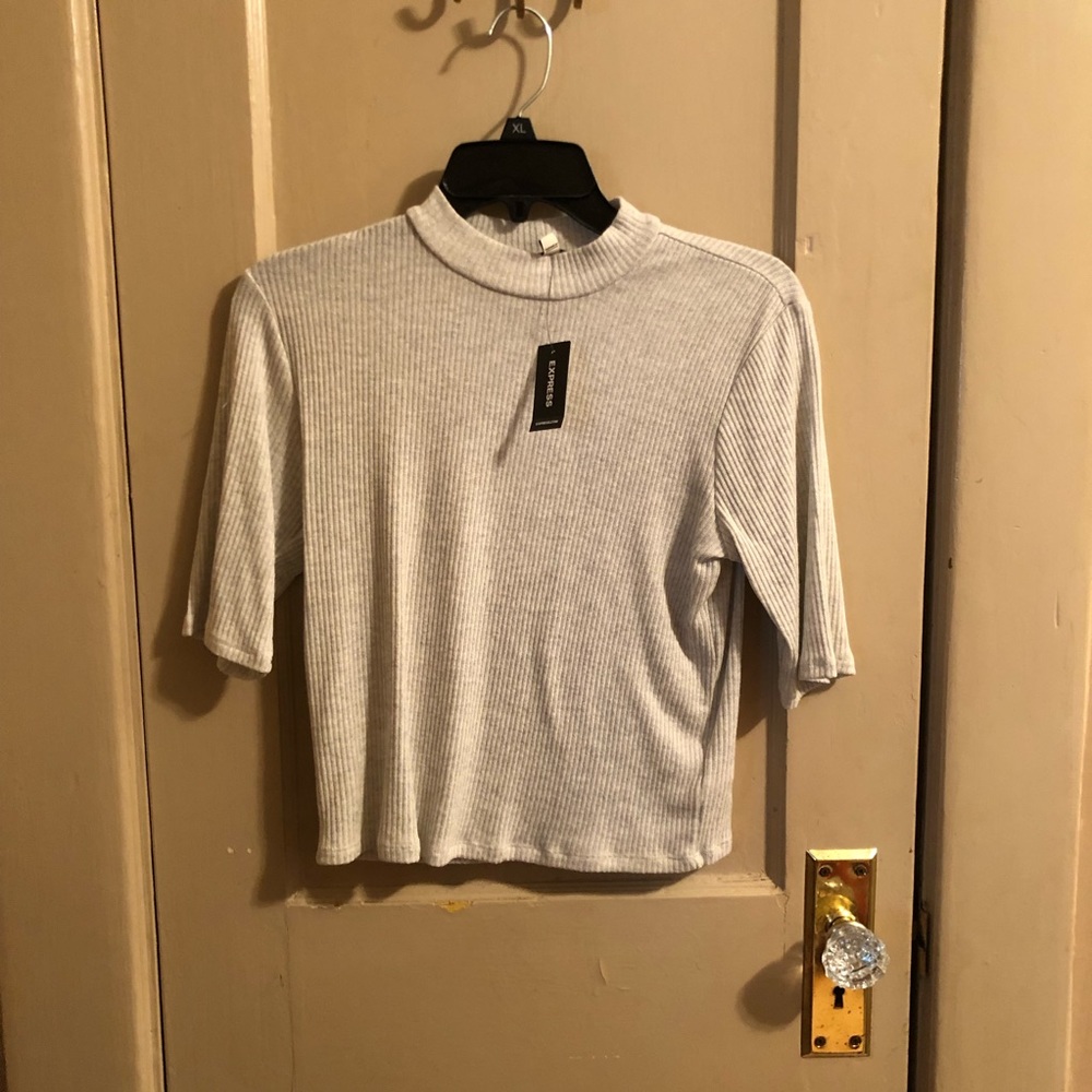 Express Ribbed Mock-Neck Crop Top NWT